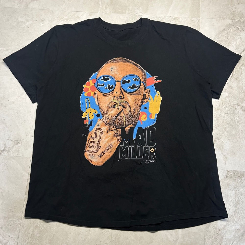 Mac Miller Graphic T-Shirt Black Mens 2XL Short Sleeve Cotton Rap Music Tee